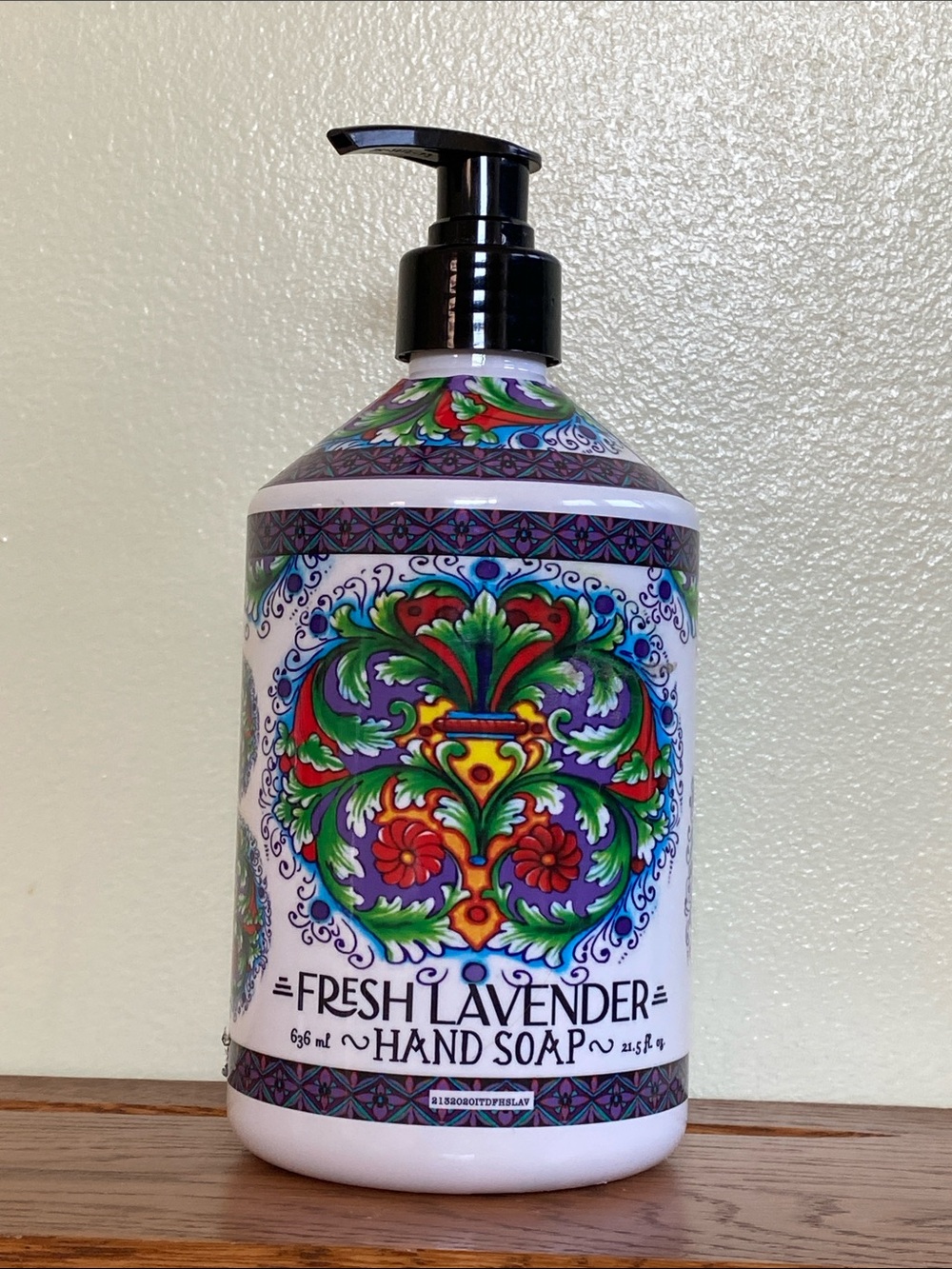 Fresh Lavender Hand Soap in Decorative White Bottle - Floral Design
